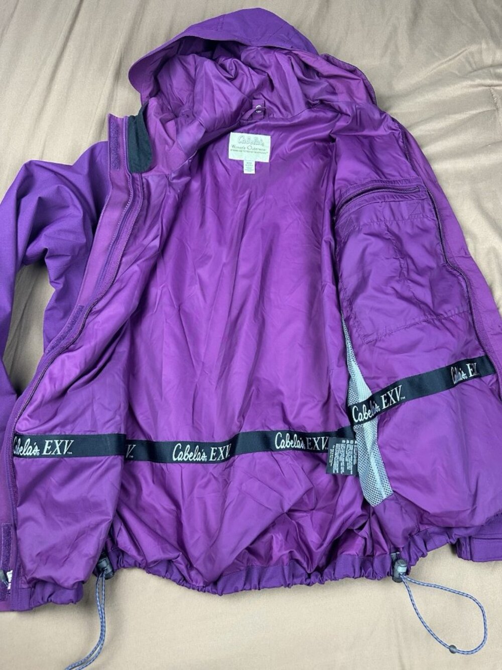 Cabelas Gore-Tex Rain Jacket Womens Medium Purple Full Zip Hooded Outdoor Casual - Picture 14 of 16